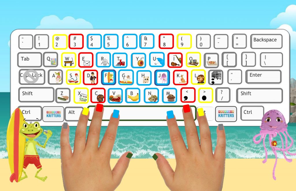 Hands on a cartoon keyboard