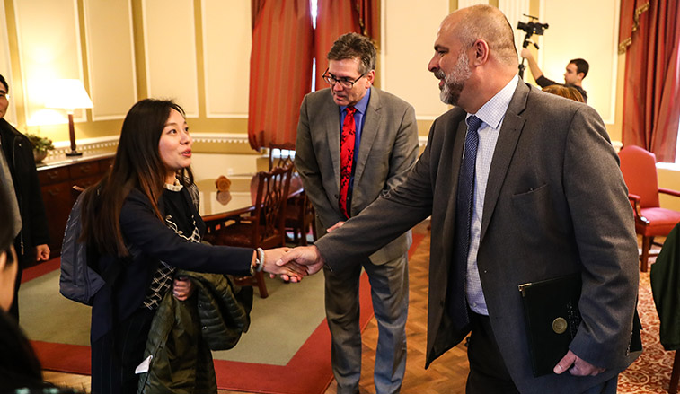 President Behre meeting with representatives from the Chinese university