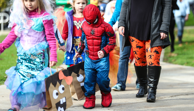 Boy dressed like Spiderman