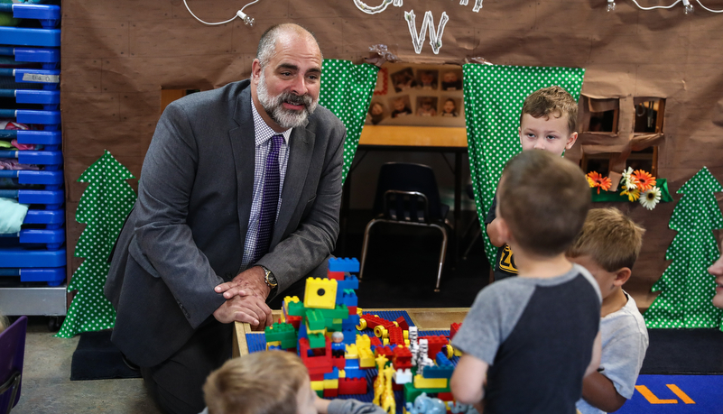 President Behre with Pre-school class