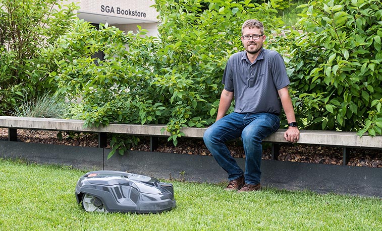 Dallas Cott with the robotic mower