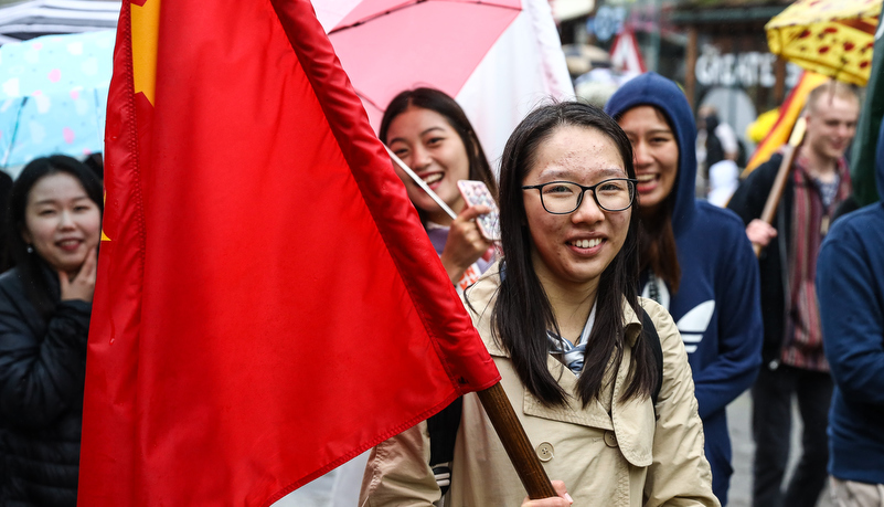 International students in the parade