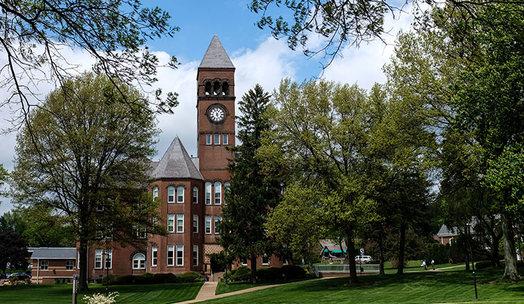 Old Main in the spring
